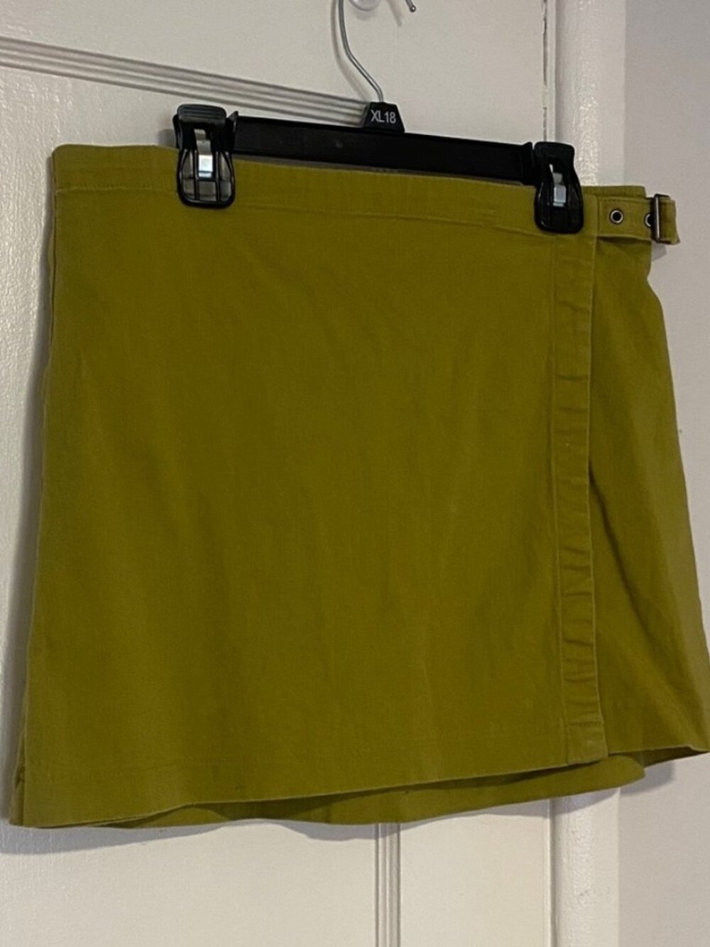 Green Wrap Mini Skirt with Side Buckle